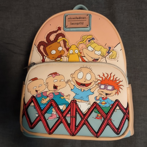 Nickelodeon Rugrats Peach/Creme Backpack w/ original keychains - Picture 2 of 5